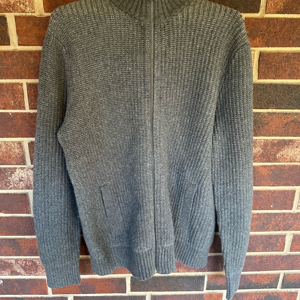 Banana Republic Men's Charcoal Gray Zip-Up Sweater Size Large